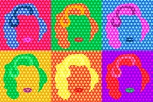 colorful silhouettes of women's heads