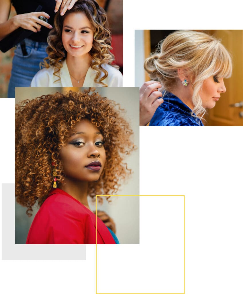 three women with different hair styles