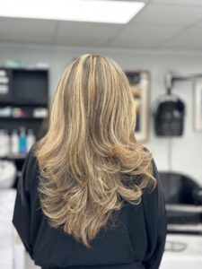 Blonde hair highlights at Salon Roi in Chevy Chase MD